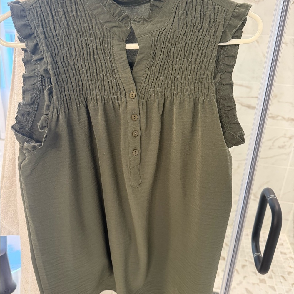 Olive Green Sleeveless Top